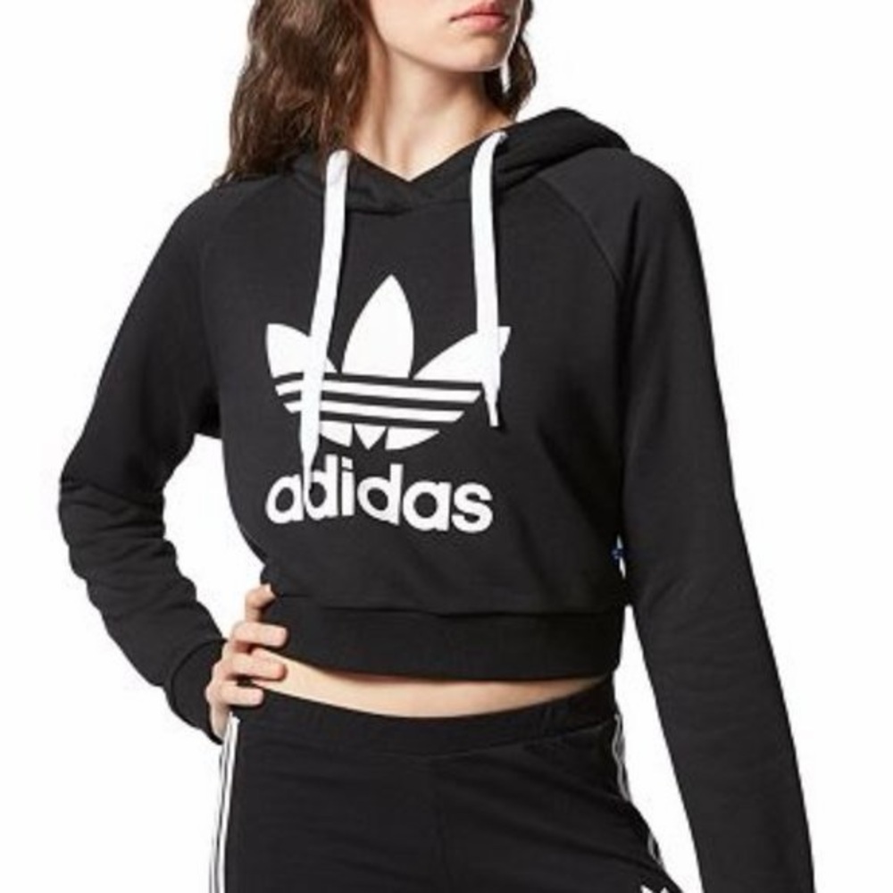 Adidas Black Cropped Hoodie